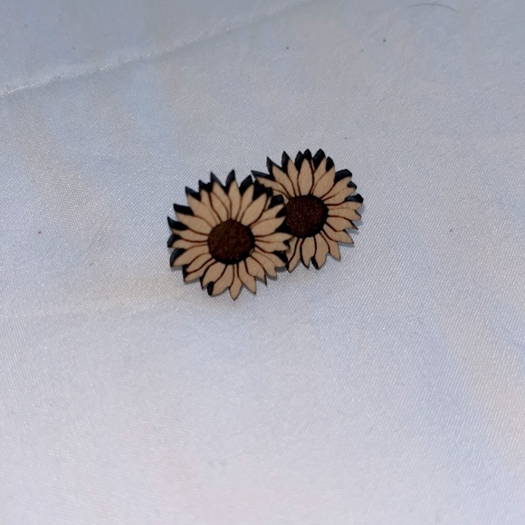 Jewelry - wooden sunflower earrings